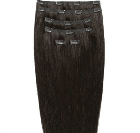 Clip on hair extensions #2 Mørkebrun - 7 sæt - 60 cm | Gold24